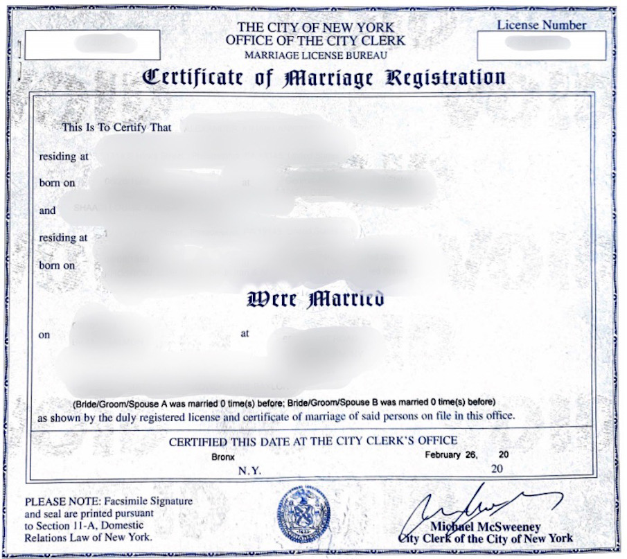 New York Marriage Certificate Third Party Authorization