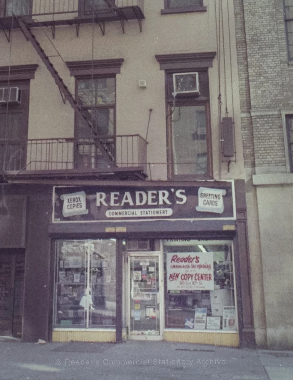 Reader's Commercial Stationery storefront in Greenwich Village, New York City, established 1977